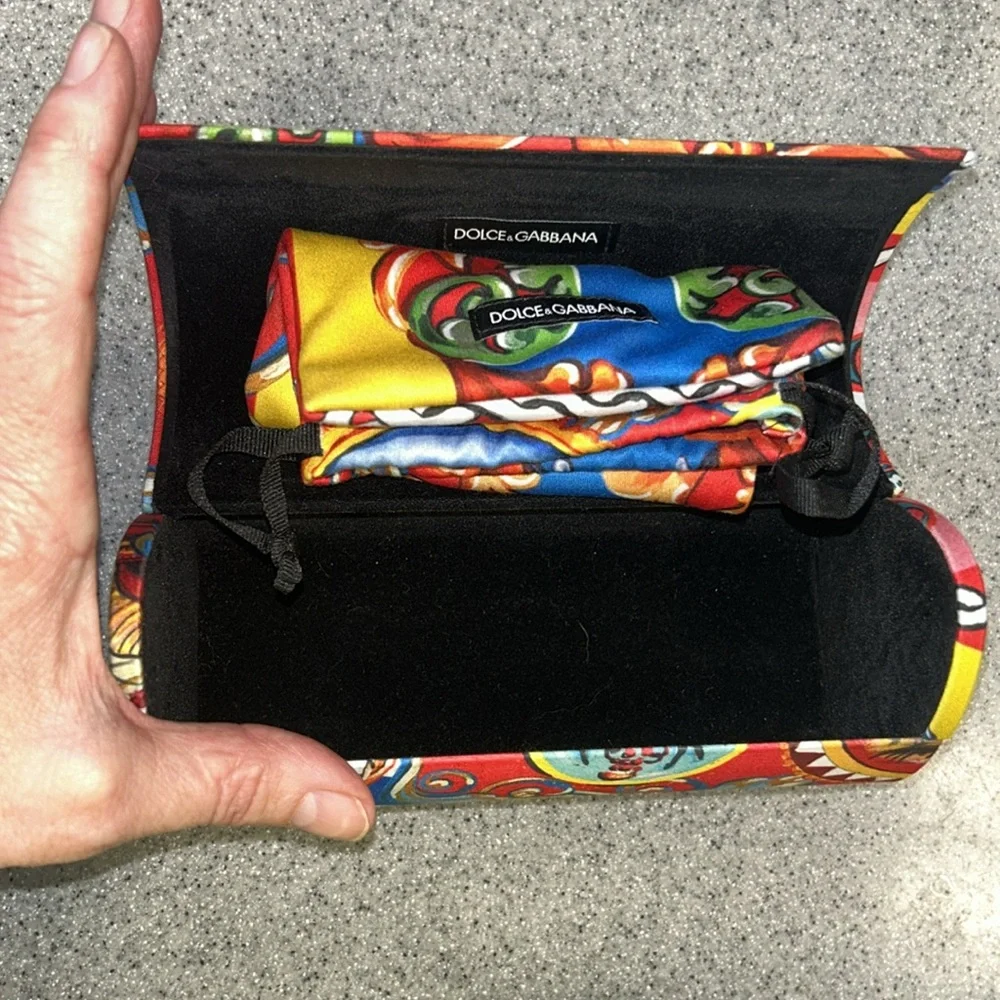 OUTRAGEOUS Dolce & Gabbana Colorful Sunglasses Case and Pouch ONLY